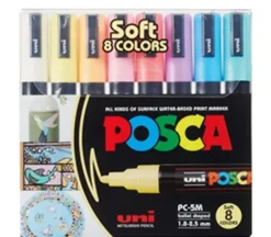 Posca Paint Marker Set – PC-5M Medium Tip – Soft Colors – 8 Piece