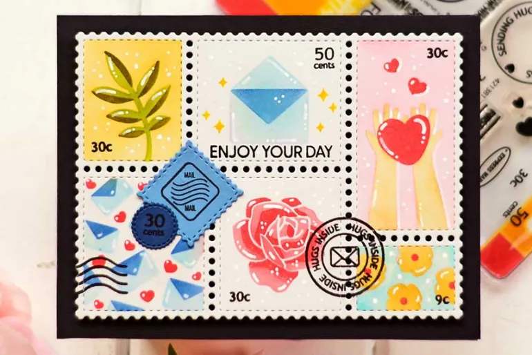 Postage Collage Dog Silhouettes Stamp Set