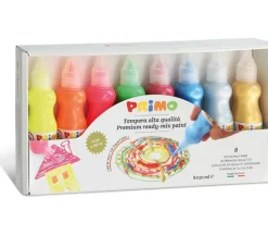 Primo Tempera Paint bottle Set – 8 Color Metallic and Fluorescent