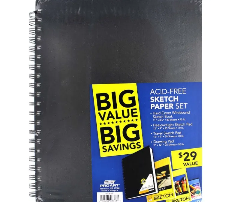 Pro Art Sketch and Drawing Paper Pad Value Pack – Spiral