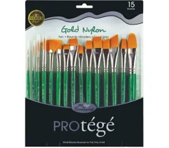 Protege Brush Set – Gold Nylon – Short Handle – 15 Piece