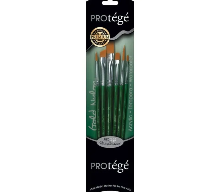 Protege Brush Set – Gold Nylon – Short Handle – 6 Piece