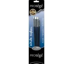 Protege Brush Set – White Nylon – Short Handle – 4 Piece