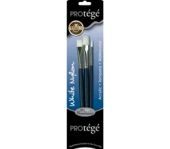 Protege Brush Set – White Nylon – Short Handle – 3 Piece