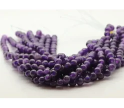 Quartz – Amethyst – Natural – Smooth Round With 2.5 mm. Large Hole.
