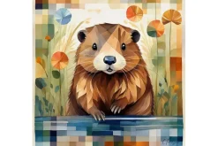 Quiltberry Farm Notecard – Baby Beaver