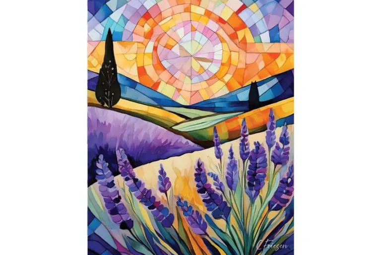 Quiltberry Farm Notecard – Lavender Fields & Sun