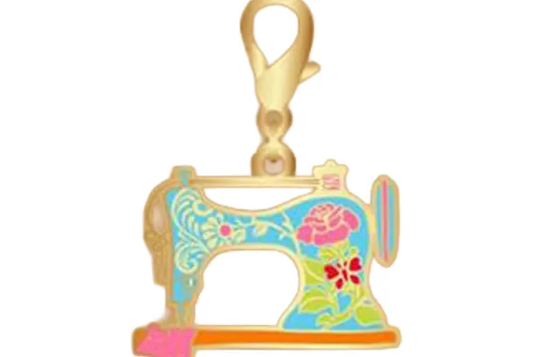 Quilter Script Enamel Zipper Pull Charm