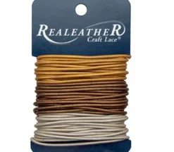 Realeather Crafts Round Leather Lace – Gold Silver and Bronze