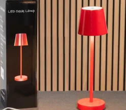 Red Tall Metal Touch Lamp