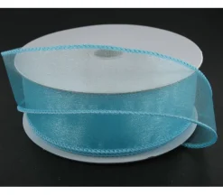Ribbon – Aqua Wired Edge Sheer 1.5-inch