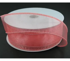 Ribbon – Coral Wired Edge Sheer 1.5-inch