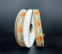 Ribbon – Natural Linen Pumpkin 5/8-inch