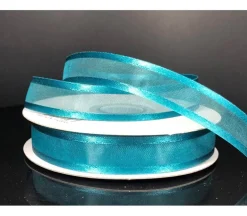 Ribbon – Teal Satin Edge Sheer 5/8-inch