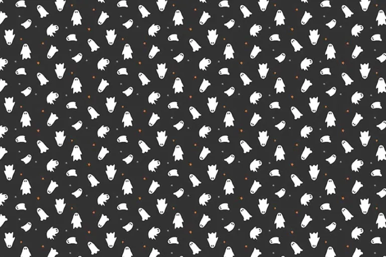 Riley Blake Halloween Glow in the Dark Ghosts on Black