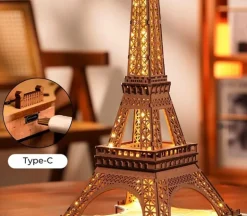 Robotime Rolife Night of the Eiffel Tower Wooden Puzzle