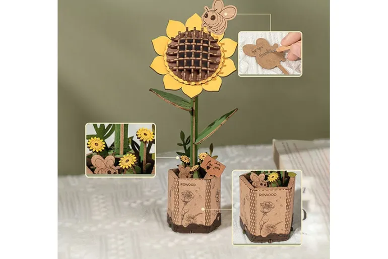 Robotime Rowood Wooden Bloom Craft – Orange Tulip