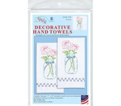 Roses Stamped Decorative Hand Towel Pair