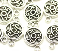 Round Celtic Connector, Double Sided – Antique Silver Plated