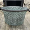 Round Metal Bucket with Green Patina