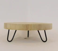 Round Wood Disc with 3 Black Hairpin Legs