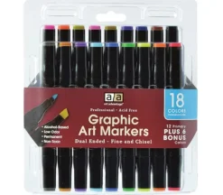 Royal Acrylic Marker Set – 2mm Reversible Tip, 12-Piece Primary Colors