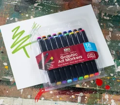 Royal Acrylic Marker Set – 2mm Reversible Tip, 12-Piece Primary Colors