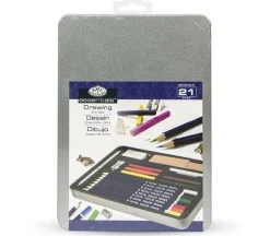 Royal Essentials Medium Art Tin Sets – Drawing – 21 Piece