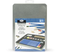 Royal Essentials Medium Art Tin Sets – Watercolor Pencil – 21 Piece