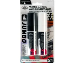Royal Jumbo Reversible Tip Acrylic Marker Set – 2 Piece – Black/White