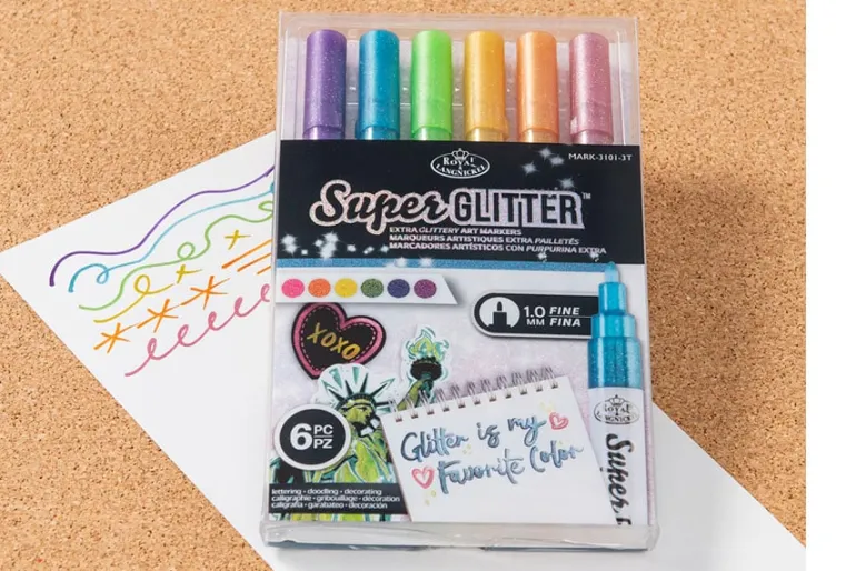 Royal & Langnickel Super Glitter Art Marker Set – 6 Piece – 1mm Fine Tip