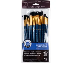 Royal Zip N’ Close Brush Sets – Black Taklon – 12 Piece