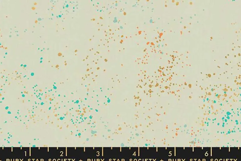 Ruby Star Speckled Metallic Shell Gold Fabric