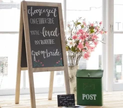 Rustic Wood Chalkboard Easel – Freestanding Double-Sided Sign