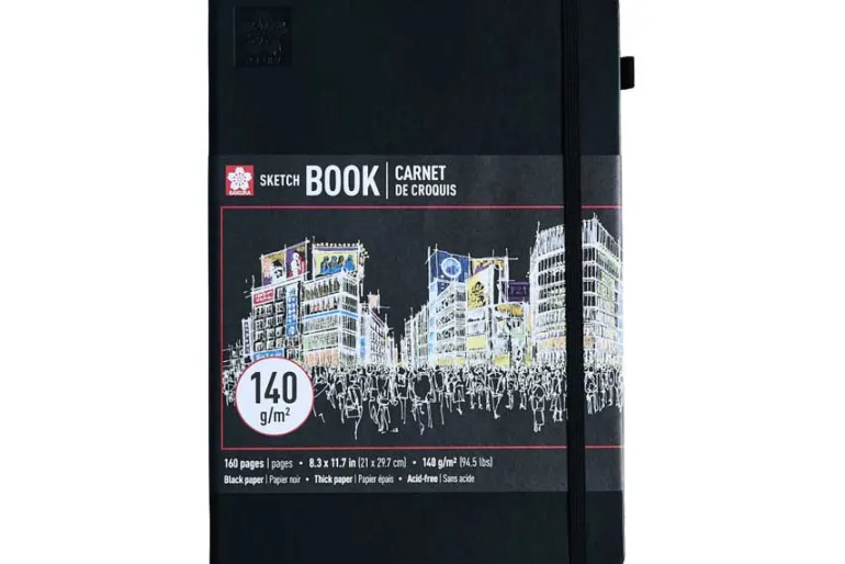Sakura 140gsm A4 Hardcover Sketchbook – Black Paper