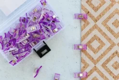 Sallie Tomato Purple Sewing Clips 50 count pack with storage