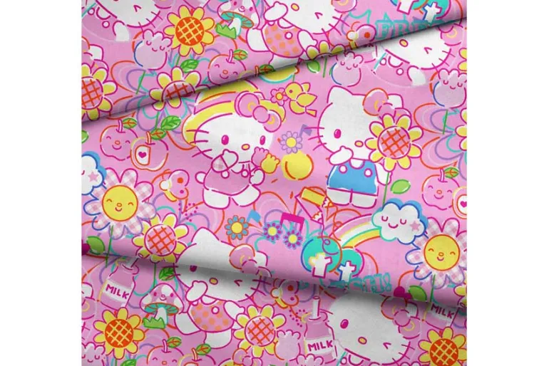 Sanrio Hello Kitty Sweet Toss on Pink Fabric