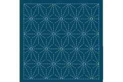 Sashiko Sampler Traditional Design Goldfish on Navy