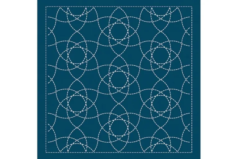 Sashiko Sampler Traditional Design Nowaki on Navy