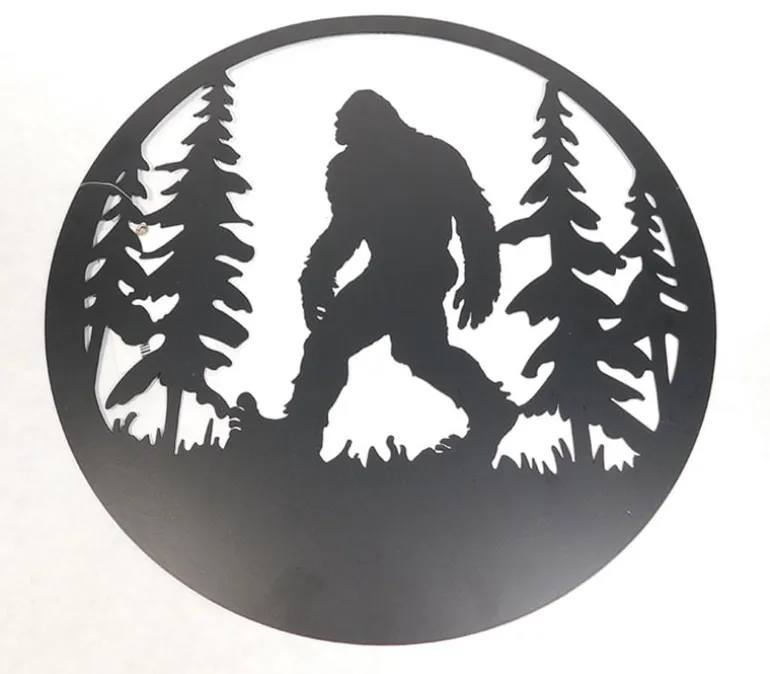 Sasquatch Walking in the Forest Metal Wall Art