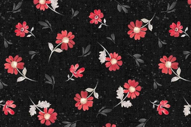 Scarlet Dreams Floral Large Floral Toss on Cream