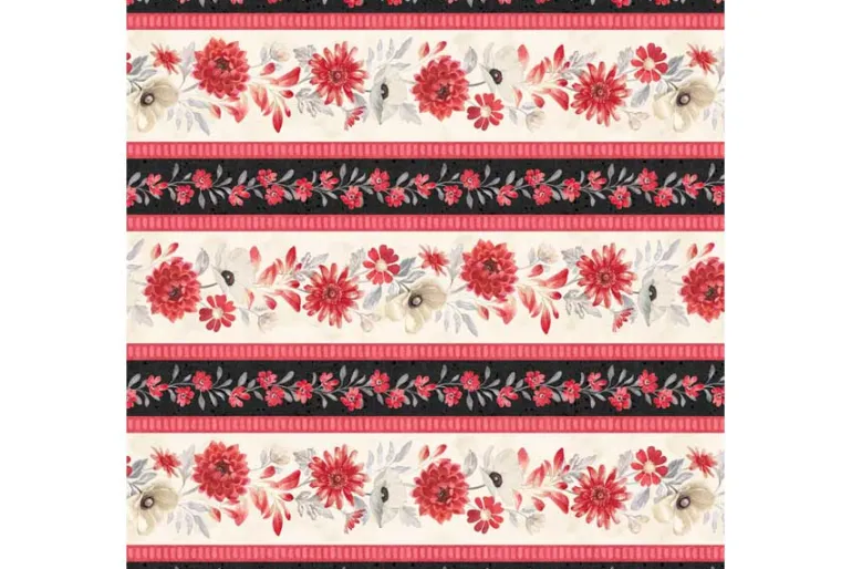 Scarlet Dreams Floral Large Floral Toss on Cream