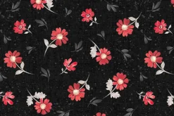 Scarlet Dreams Floral Medium Floral Toss on Black