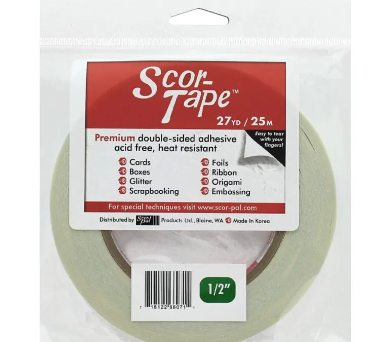 Scor-Pal Scor-Tape Double-Sided Adhesive – 1/2″ x 27 Yards