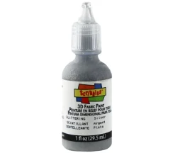Scribbles 3-D Fabric Paint – 1-ounce – Glitter Glittering Silver