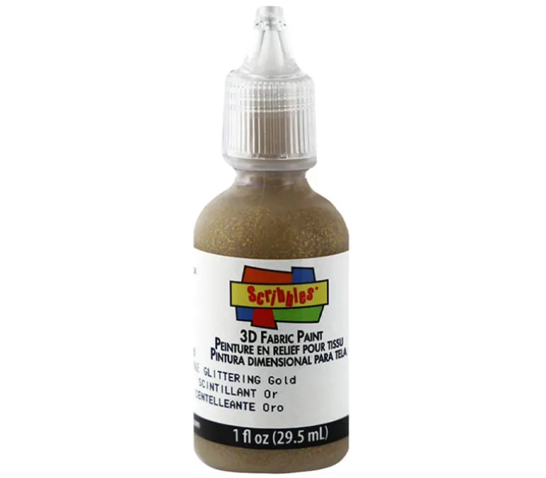 Scribbles 3-D Fabric Paint – 1-ounce – Glitter Glittering Gold