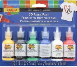 Scribbles 3-D Fabric Paint Set – Shiny – 6 Piece