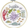 Sea Life Cross Stitch Kit with 6-inch Hoop 7167