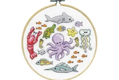 Sea Life Cross Stitch Kit with 6-inch Hoop 7167