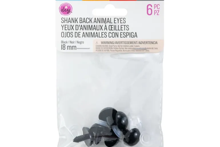 Shank Back Solid Eyes – 18mm – 6pc. – Black